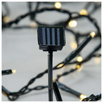 Σειρα, 96 led 5mm, Ηλιακο Συλλεκτη me Aiσθητηρα Φωτος, Πρασινο pvc Καλωδιο, Θερμο Λευκο Led, ανα 10cm, Προεκταση Παροχης 1m, Ip44