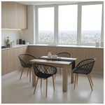 Τραπεζαρία Manka-Ezra Pakoworld σετ 5τεμ σε Sonoma-Μαύρη Απόχρωση 110x80x77εκ