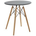 Τραπέζι Julita Pakoworld mdf Μαύρο και Ξύλο Οξιάς σε Φυσική Απόχρωση Φ60x73εκ