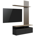 Σύνθετο Σαλονιού Perlento Pakoworld σε Μαύρο με Sonoma Απόχρωση 140x41x219.5εκ