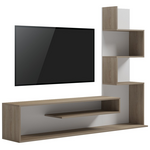 Έπιπλο Τηλεόρασης με Βιβλιοθήκη Cazenda Pakoworld σε Sonoma με Λευκή Απόχρωση 160x29x126εκ