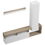 Σύνθετο Σαλονιού Leganto Pakoworld σε Sonoma με Λευκή Απόχρωση 220.5x35x197.5εκ