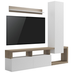 Σύνθετο Σαλονιού Leganto Pakoworld σε Sonoma με Λευκή Απόχρωση 220.5x35x197.5εκ