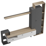 Σύνθετο Σαλονιού Ferefia Pakoworld σε Sonoma με Λευκή και Γκρι Απόχρωση 240x45.5x189.5εκ