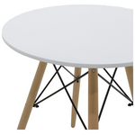 Τραπέζι Julita Pakoworld mdf Λευκό και Ξύλο Οξιάς σε Φυσική Απόχρωση Φ60x73εκ