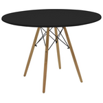 Τραπέζι Julita Pakoworld mdf Μαύρο και Ξύλο Οξιάς σε Φυσική Απόχρωση Φ120x73εκ