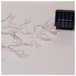 Σειρα, 60 led 5mm, Αστερια Πλαστικα, Ηλιακο Συλλεκτη με Αισθητηρα Φωτος, 8 Προγραμματα, Διαφανο pvc Καλωδιο, Θερμο Λευκο Led, ανα 10cm, Προεκταση Παροχης 60cm, Ip44