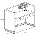Γραφείο Reception Επαγγελματικό Oscar Pakoworld σε Καρυδί-Ανθρακί Απόχρωση 140x65x110εκ