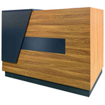 Γραφείο Reception Επαγγελματικό Oscar Pakoworld σε Καρυδί-Ανθρακί Απόχρωση 140x65x110εκ