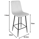 Σκαμπό Μπαρ Grato Pakoworld Ύφασμα Γκρι-Πόδι Μαύρο Μεταλλικό 43.5x55x114εκ