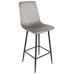 Σκαμπό Μπαρ Grato Pakoworld Ύφασμα Γκρι-Πόδι Μαύρο Μεταλλικό 43.5x55x114εκ