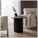 Βοηθητικό Τραπέζι Dovel Pakoworld mdf σε Καρυδί-Μαύρη Απόχρωση Φ50x45εκ