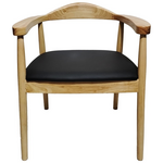 Πολυθρόνα Joube Pakoworld Rubberwood σε Φυσική Απόχρωση με Μαύρο pu Μαξιλάρι 50x62x72εκ