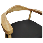 Πολυθρόνα Joube Pakoworld Rubberwood σε Φυσική Απόχρωση με Μαύρο pu Μαξιλάρι 50x62x72εκ