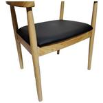 Πολυθρόνα Joube Pakoworld Rubberwood σε Φυσική Απόχρωση με Μαύρο pu Μαξιλάρι 50x62x72εκ