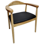 Πολυθρόνα Joube Pakoworld Rubberwood σε Φυσική Απόχρωση με Μαύρο pu Μαξιλάρι 50x62x72εκ