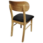 Καρέκλα Bedona Pakoworld Rubberwood σε Φυσική Απόχρωση με Μαύρο pu Μαξιλάρι 47x46x80εκ
