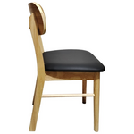 Καρέκλα Bedona Pakoworld Rubberwood σε Φυσική Απόχρωση με Μαύρο pu Μαξιλάρι 47x46x80εκ