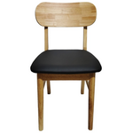 Καρέκλα Bedona Pakoworld Rubberwood σε Φυσική Απόχρωση με Μαύρο pu Μαξιλάρι 47x46x80εκ
