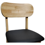 Καρέκλα Bedona Pakoworld Rubberwood σε Φυσική Απόχρωση με Μαύρο pu Μαξιλάρι 47x46x80εκ