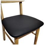 Καρέκλα Bedona Pakoworld Rubberwood σε Φυσική Απόχρωση με Μαύρο pu Μαξιλάρι 47x46x80εκ