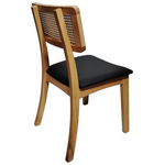 Καρέκλα Renna Pakoworld Ξύλο Οξιάς σε Φυσική Απόχρωση με Μαύρο pu Μαξιλάρι 48x52x79εκ