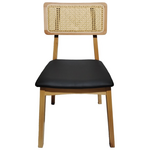 Καρέκλα Renna Pakoworld Ξύλο Οξιάς σε Φυσική Απόχρωση με Μαύρο pu Μαξιλάρι 48x52x79εκ
