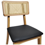 Καρέκλα Renna Pakoworld Ξύλο Οξιάς σε Φυσική Απόχρωση με Μαύρο pu Μαξιλάρι 48x52x79εκ