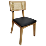 Καρέκλα Renna Pakoworld Ξύλο Οξιάς σε Φυσική Απόχρωση με Μαύρο pu Μαξιλάρι 48x52x79εκ