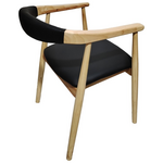 Πολυθρόνα Sandi Pakoworld Rubberwood σε Φυσική Απόχρωση με Μαύρο pu Μαξιλάρι 50x60x80εκ