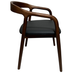 Πολυθρόνα Hogie Pakoworld Rubberwood σε Καφέ Απόχρωση με Μαύρο pu Μαξιλάρι 61x60x76εκ