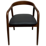 Πολυθρόνα Hogie Pakoworld Rubberwood σε Καφέ Απόχρωση με Μαύρο pu Μαξιλάρι 61x60x76εκ