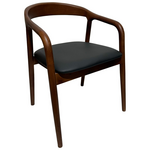 Πολυθρόνα Hogie Pakoworld Rubberwood σε Καφέ Απόχρωση με Μαύρο pu Μαξιλάρι 61x60x76εκ