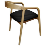 Πολυθρόνα Hogie Pakoworld Rubberwood σε Φυσική Απόχρωση με Μαύρο pu Μαξιλάρι 61x60x76εκ