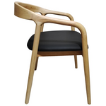 Πολυθρόνα Hogie Pakoworld Rubberwood σε Φυσική Απόχρωση με Μαύρο pu Μαξιλάρι 61x60x76εκ