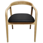 Πολυθρόνα Hogie Pakoworld Rubberwood σε Φυσική Απόχρωση με Μαύρο pu Μαξιλάρι 61x60x76εκ