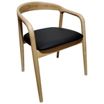 Πολυθρόνα Hogie Pakoworld Rubberwood σε Φυσική Απόχρωση με Μαύρο pu Μαξιλάρι 61x60x76εκ