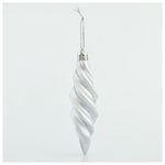 Στολιδι Πλαστικο  Ασημι, με Ασημι Glitter, Σπειροειδες, σετ 4τμχ, 11x3cm