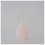 Γυαλινος Αγγελος, Διαφανος με Ροζ, 17cm