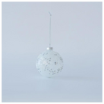 Γυαλινη Μπαλα, Λευκη με Λευκα Σχεδια, σετ 4τμχ, 10cm