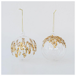 Διαφανη Μπαλα, με Χρυσα Αναγλυφα Σχεδια, 2 Σχεδια, σετ 4τμχ, 10cm