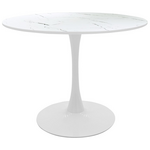 Tραπέζι Balou Pakoworld mdf σε Λευκή Απόχρωση με όψη Μαρμάρου Φ100x76εκ