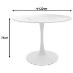 Tραπέζι Balou Pakoworld mdf σε Λευκή Απόχρωση με όψη Μαρμάρου Φ120x76εκ