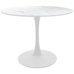 Tραπέζι Balou Pakoworld mdf σε Λευκή Απόχρωση με όψη Μαρμάρου Φ120x76εκ