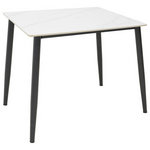 Τραπέζι Gustas ι Pakoworld Λευκό Μαρμάρου Sintered Stone-Μαύρο Μέταλλο 80x80x76εκ