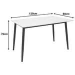 Τραπέζι Gustas ι Pakoworld Λευκό Μαρμάρου Sintered Stone-Μαύρο Μέταλλο 120x80x76εκ