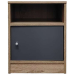 Κομοδίνο Foly Pakoworld με ένα Ντουλάπι σε Sonoma-Ανθρακί Απόχρωση 40x40x50εκ