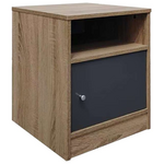 Κομοδίνο Foly Pakoworld με ένα Ντουλάπι σε Sonoma-Ανθρακί Απόχρωση 40x40x50εκ