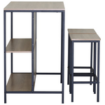 Σετ Τραπέζι Μπαρ Bailon Pakoworld με Ράφια σε oak Απόχρωση με Μαύρο Μέταλλο 100x60x95εκ