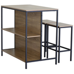 Σετ Τραπέζι Μπαρ Bailon Pakoworld με Ράφια σε oak Απόχρωση με Μαύρο Μέταλλο 100x60x95εκ